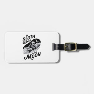 Sloth Riding a Rocket to the Moon Luggage Tag