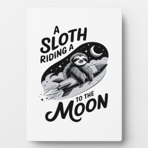 Sloth Riding a Rocket to the Moon Plaque