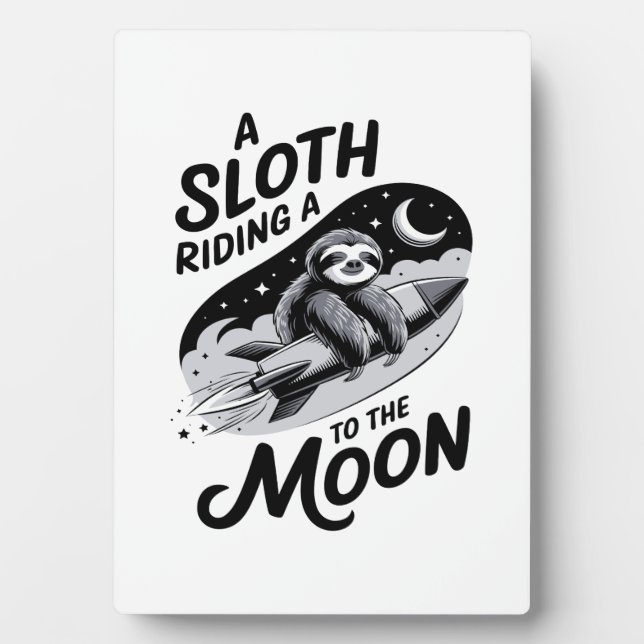 Sloth Riding a Rocket to the Moon Plaque (Front)