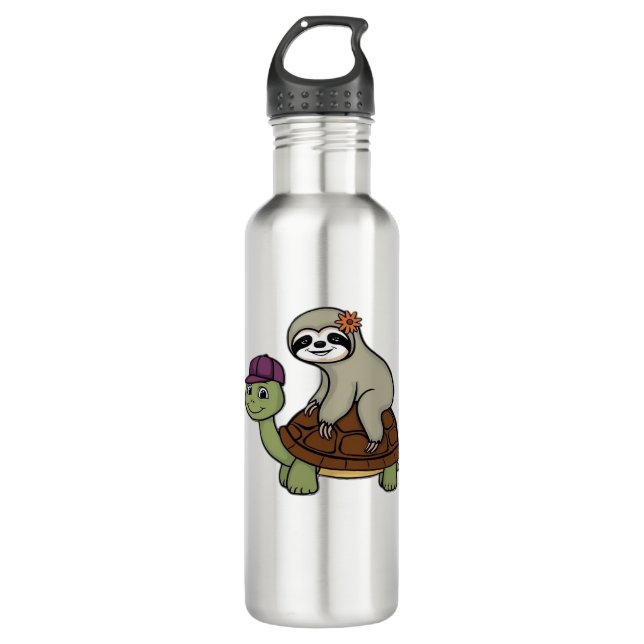 Sloth riding a turtle Classic T-Shirt 710 Ml Water Bottle (Front)