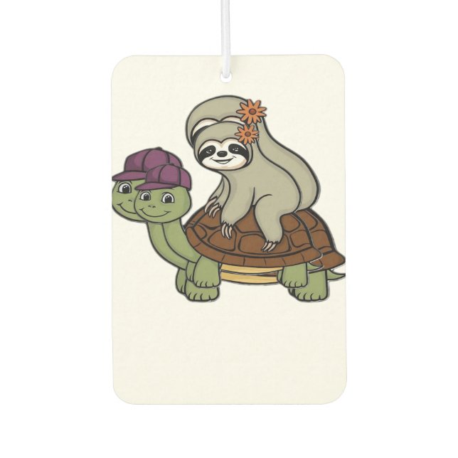 Sloth riding a turtle Classic T-Shirt Air Freshener (Front)
