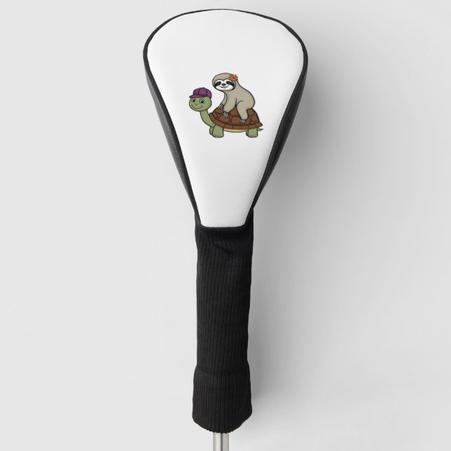 Sloth riding a turtle Classic T-Shirt Golf Head Cover (Front)