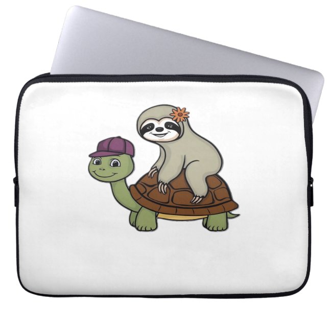 Sloth riding a turtle Classic T-Shirt Laptop Sleeve (Front)