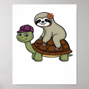 Sloth riding a turtle Classic T-Shirt Poster