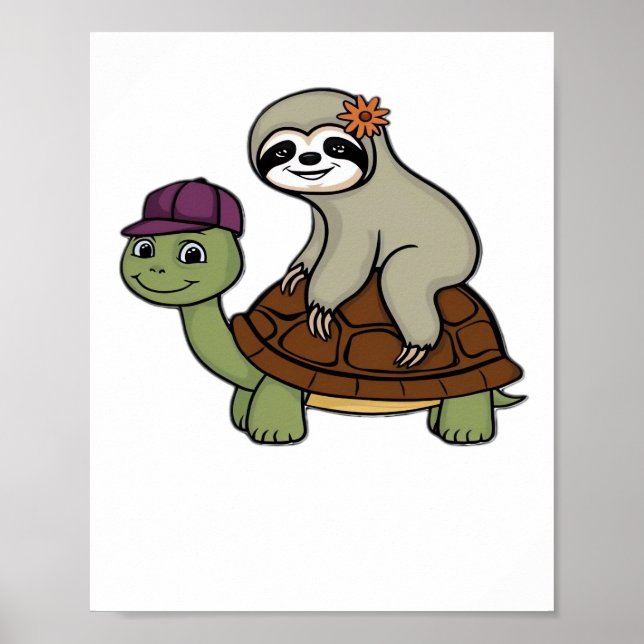 Sloth riding a turtle Classic T-Shirt Poster (Front)