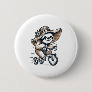 Sloth Riding Bike 2 Inch Round Button