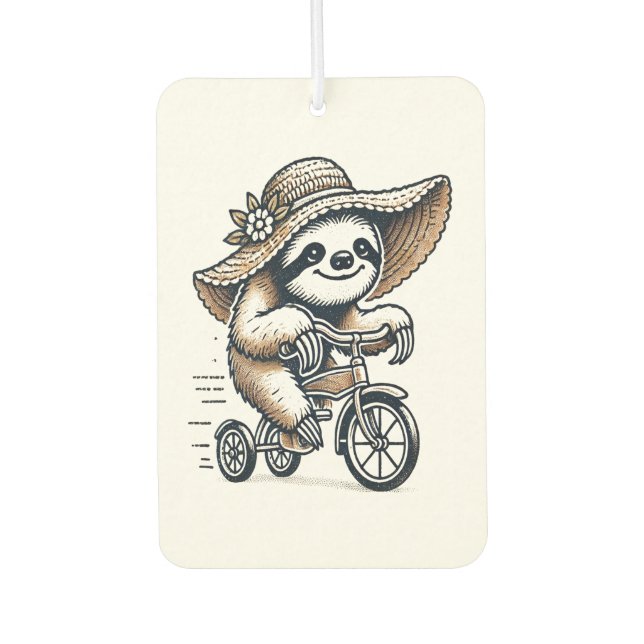 Sloth Riding Bike Air Freshener (Front)