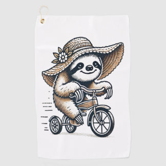 Sloth Riding Bike Golf Towel