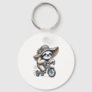 Sloth Riding Bike Keychain