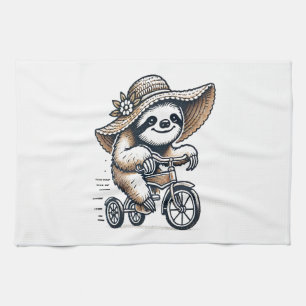 Sloth Riding Bike Kitchen Towel