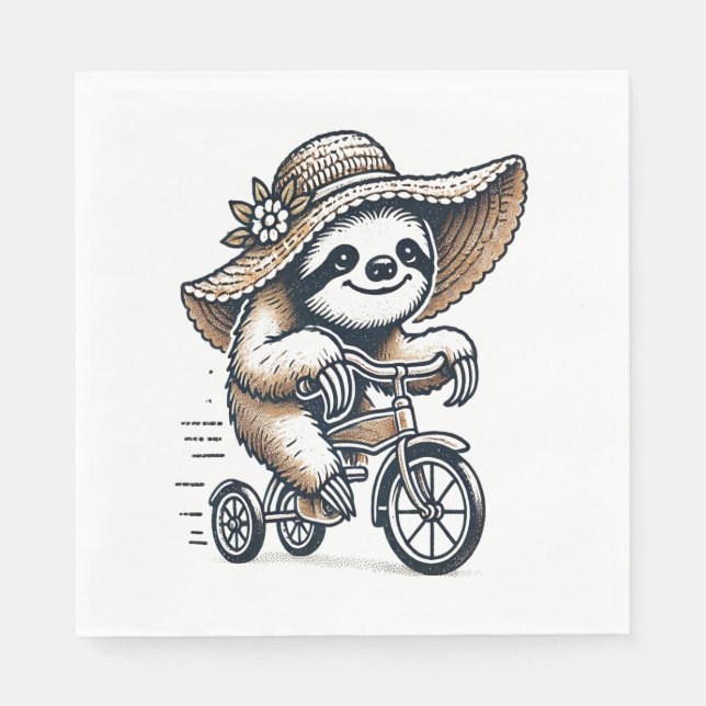 Sloth Riding Bike Napkin (Front)