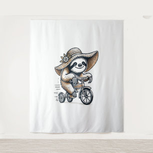 Sloth Riding Bike Tapestry