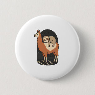 Sloth Riding Llama 2 Inch Round Button