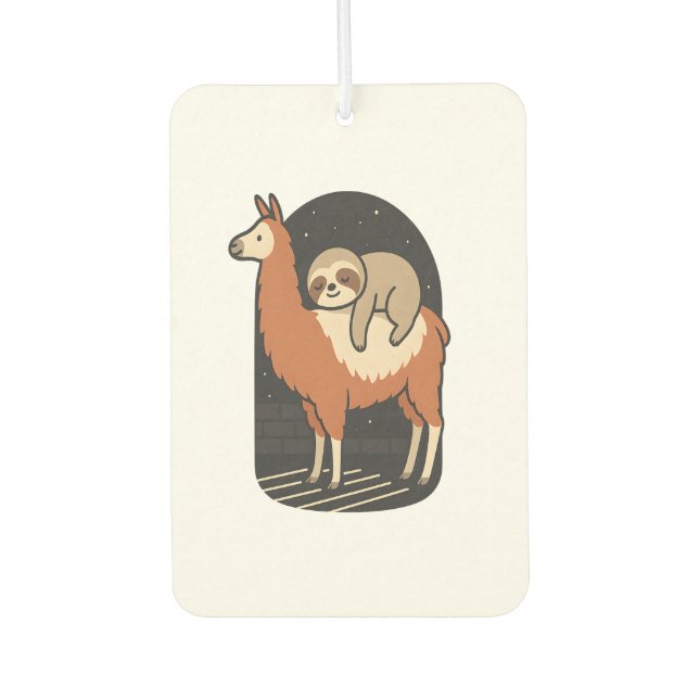 Sloth Riding Llama Air Freshener (Front)