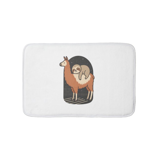 Sloth Riding Llama Bath Mat (Front)