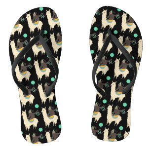 Sloth Riding Llama Birthday Flip Flops