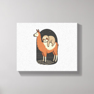 Sloth Riding Llama Canvas Print