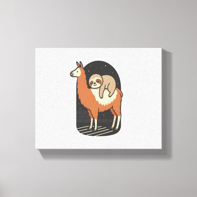 Sloth Riding Llama Canvas Print (Front)