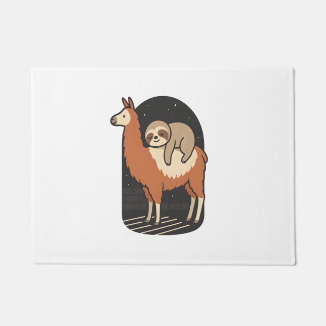 Sloth Riding Llama Doormat (Front)