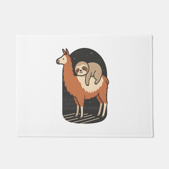 Sloth Riding Llama Doormat (Front)