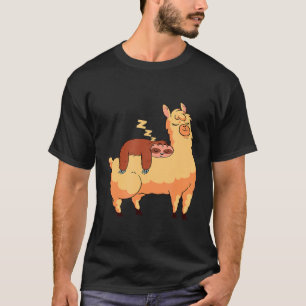 Sloth Riding Llama Fluffy Animal Friends Boys Gir T-Shirt