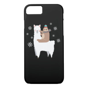 Sloth Riding Llama Funny Christmas Scarf Santa Hat Case-Mate iPhone Case