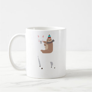 Sloth Riding Llama Funny Christmas Scarf Santa Hat Coffee Mug