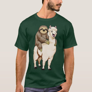Sloth Riding Llama Funny Lazy Animal Llama Pun T-Shirt