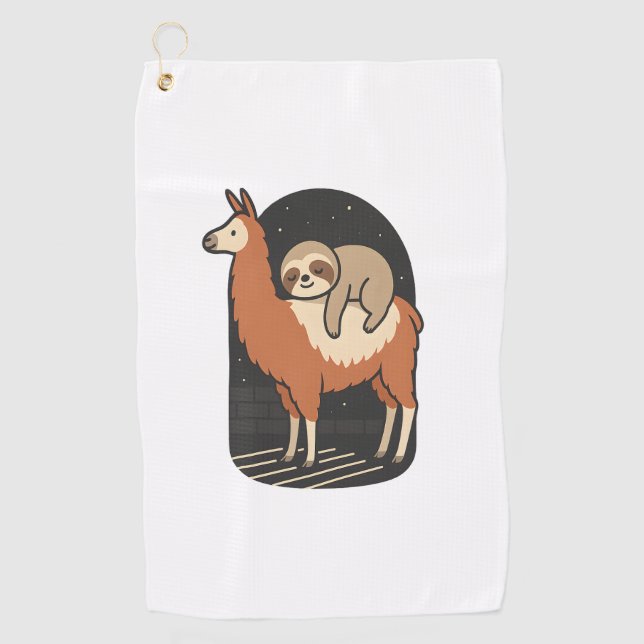 Sloth Riding Llama Golf Towel (Front)