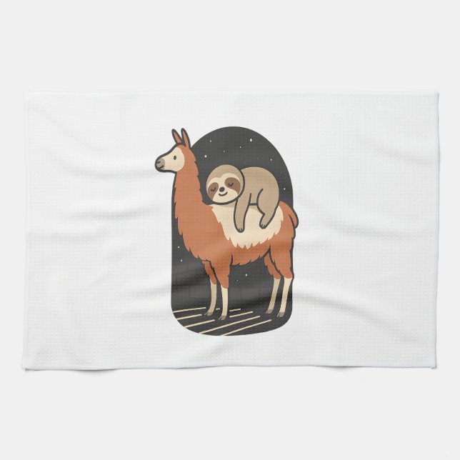 Sloth Riding Llama Kitchen Towel (Horizontal)