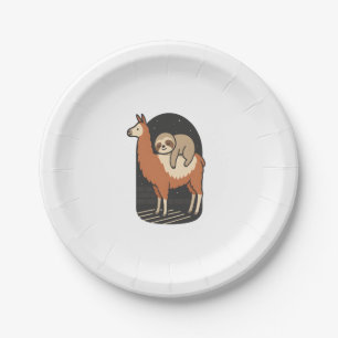 Sloth Riding Llama Paper Plate