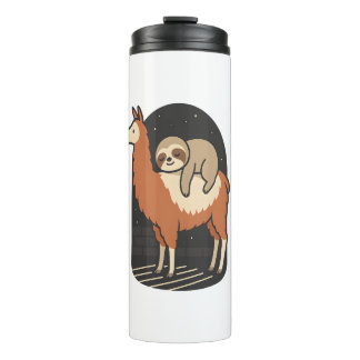 Sloth Riding Llama Thermal Tumbler