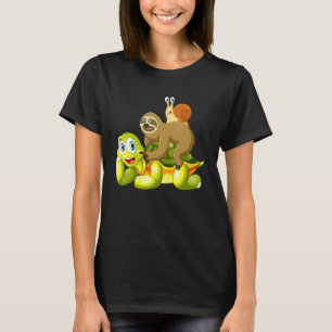 Sloth Riding Turtle Snail Cute Slow Animals Humour T-Shirt
