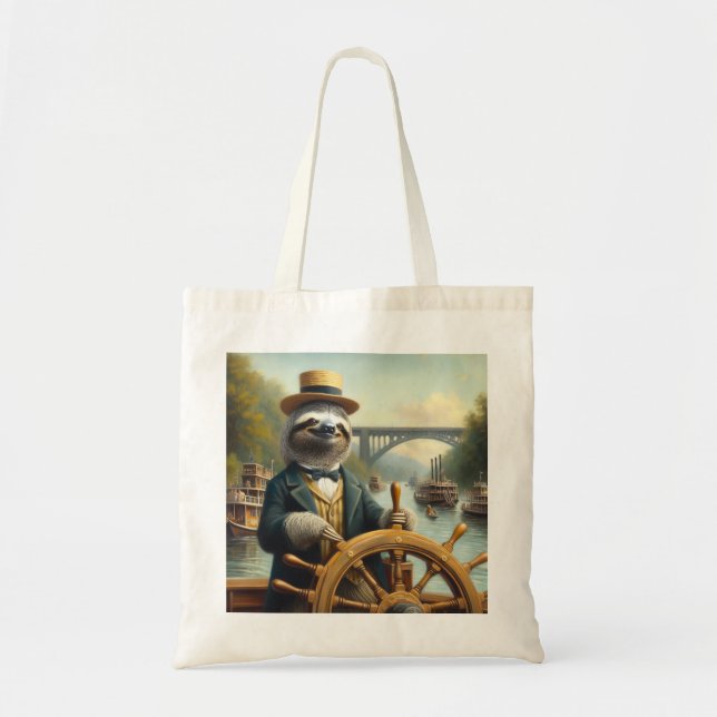 Sloth Riverboat Captain Tote Bag (Front)