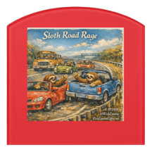 Sloth Road Rage – Rockwell‑Inspired Watercolor Car