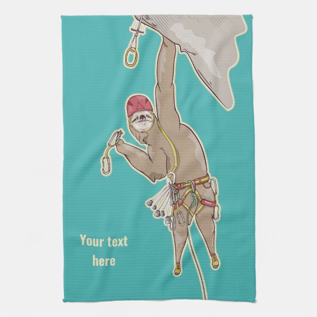 Sloth Rock Climber Trad gear Kitchen Towel (Vertical)