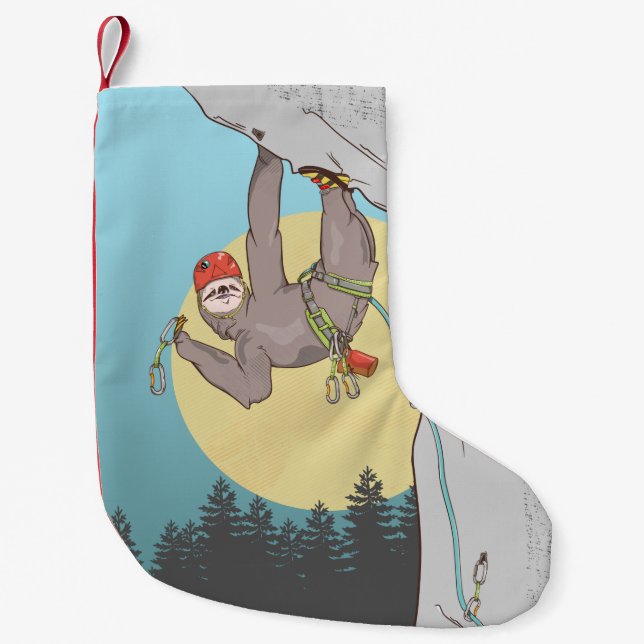 Sloth Rock climbing Small Christmas Stocking (Front)