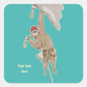 Sloth rock climbing square sticker