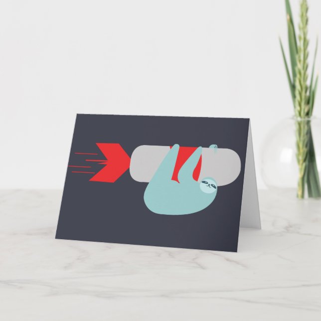 Sloth Rocket Greeting Card (Front)