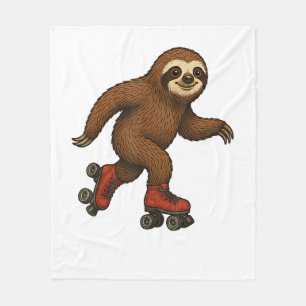 Sloth Roller Skates Skating T-Shirt Fleece Blanket
