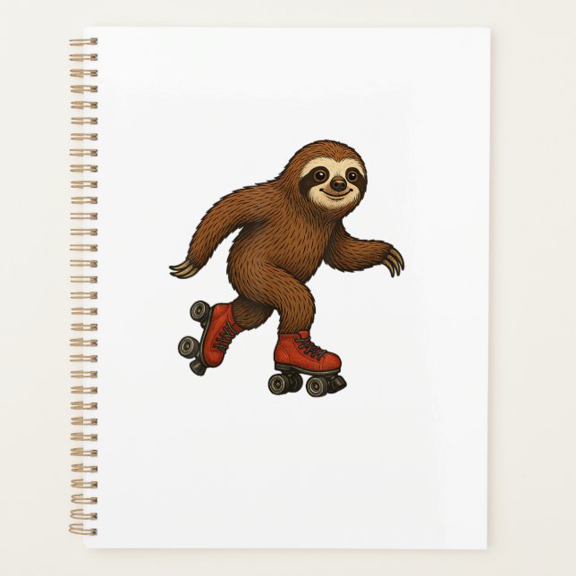 Sloth Roller Skates Skating T-Shirt Planner (Front)