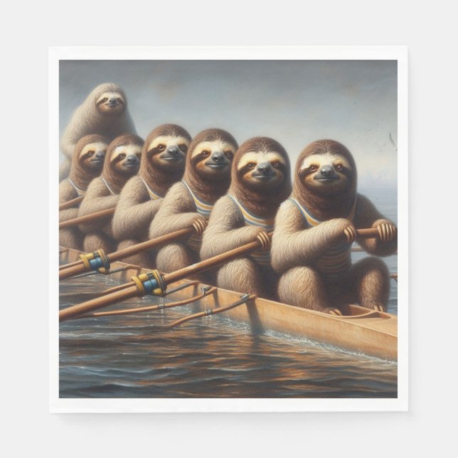 Sloth Rowing Team Napkin (Front)