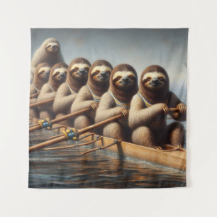 Sloth Rowing Team Tapestry