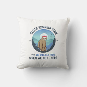 Sloth Running Shirt T-Shirt Throw Pillow