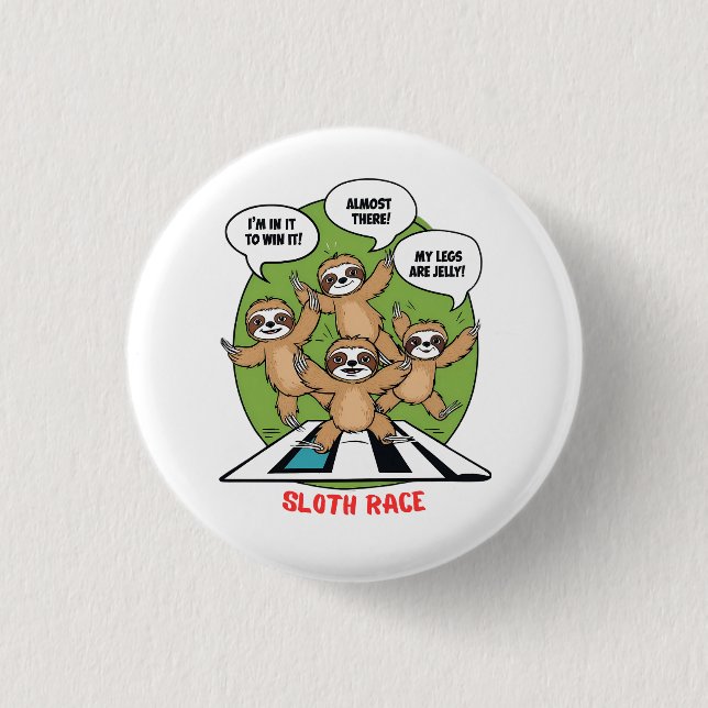 Sloth Running Team 1 Inch Round Button (Front)