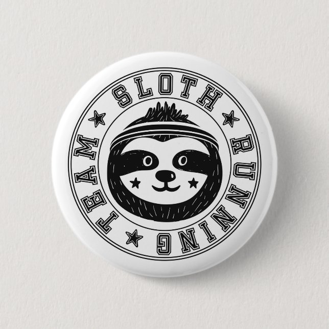 Sloth Running Team 2 Inch Round Button (Front)