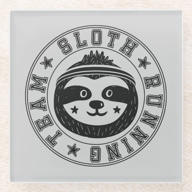 Sloth Running Team Glass Coaster (Front)
