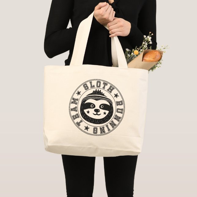 Sloth Running Team Large Tote Bag (Front (Product))