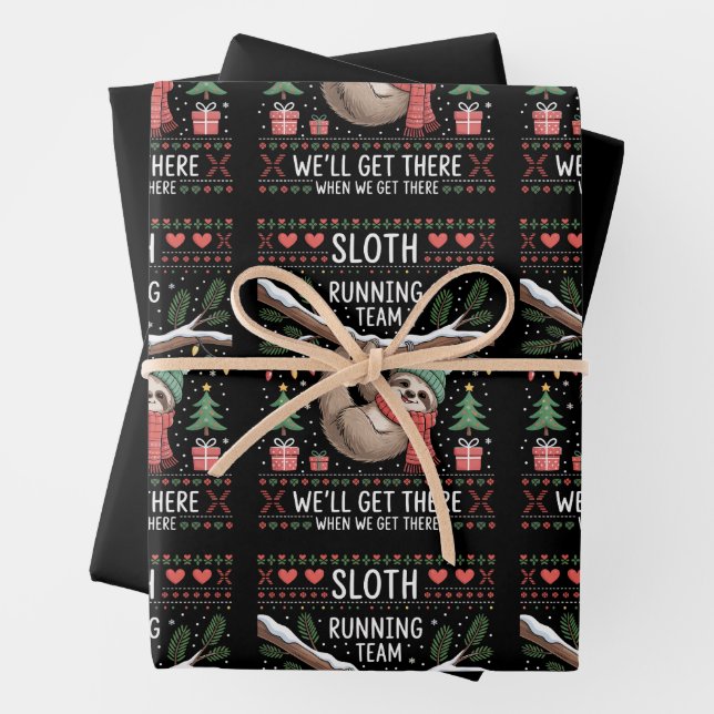 Sloth Running Team We'll Get There When We Ugly Wrapping Paper Sheet (In situ)