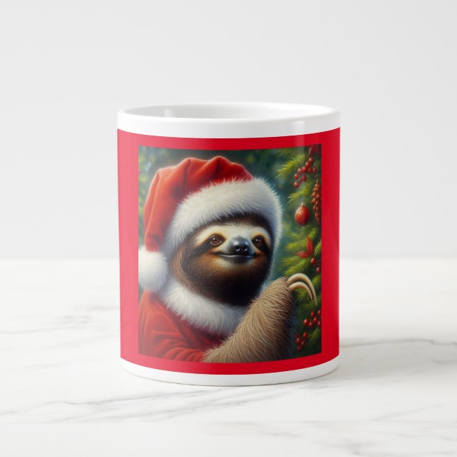 Sloth Santa Claus Large Coffee Mug (Front)